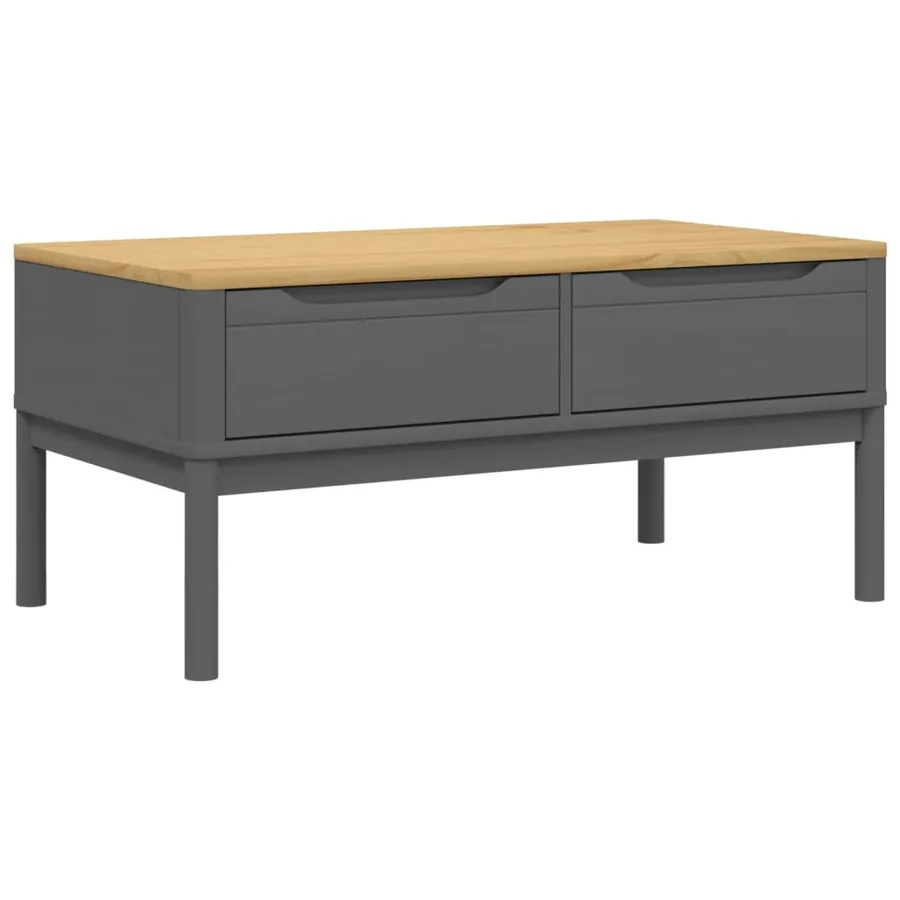 Table basse FLORO gris 99x55,5x45 cm bois massif de pin - 2