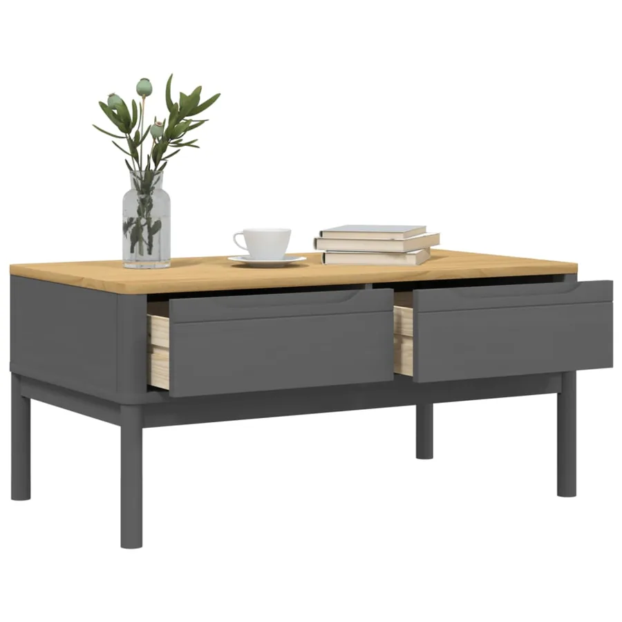 Table basse FLORO gris 99x55,5x45 cm bois massif de pin - 4