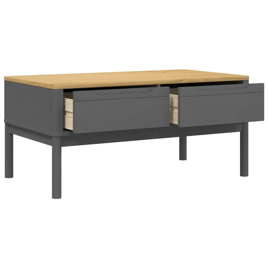 Table basse FLORO gris 99x55,5x45 cm bois massif de pin - 8