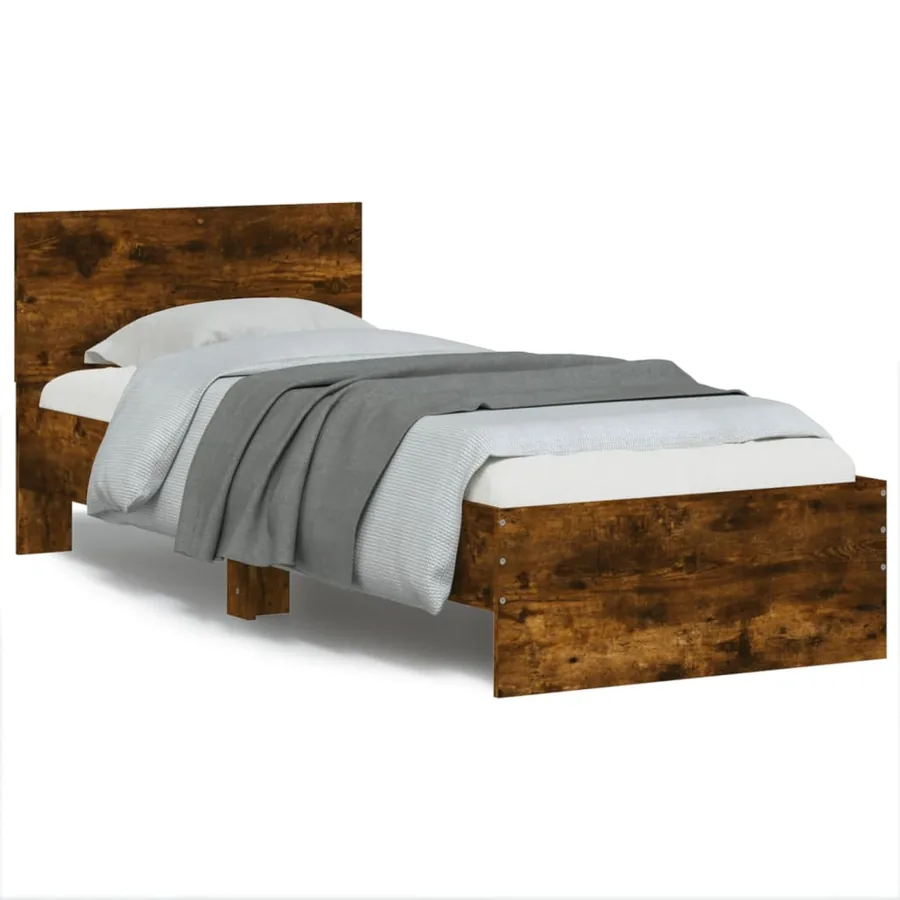 Cadre de lit sans matelas avec tête de lit chêne fumé 90x200 cm - 2