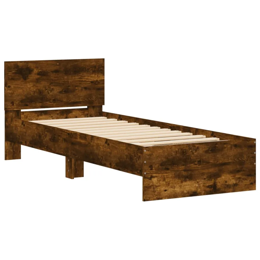 Cadre de lit sans matelas avec tête de lit chêne fumé 90x200 cm - 3