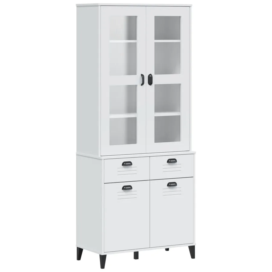 Buffet VIKEN blanc 80x40x190 cm bois massif de pin - 2