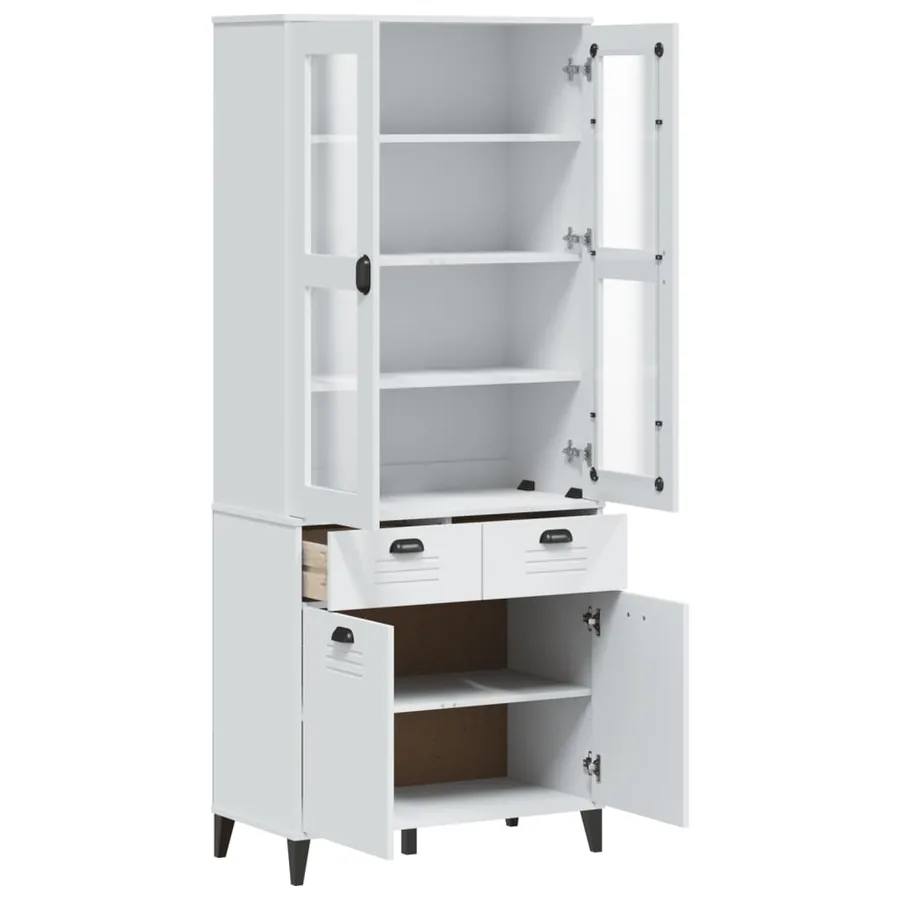 Buffet VIKEN blanc 80x40x190 cm bois massif de pin - 5