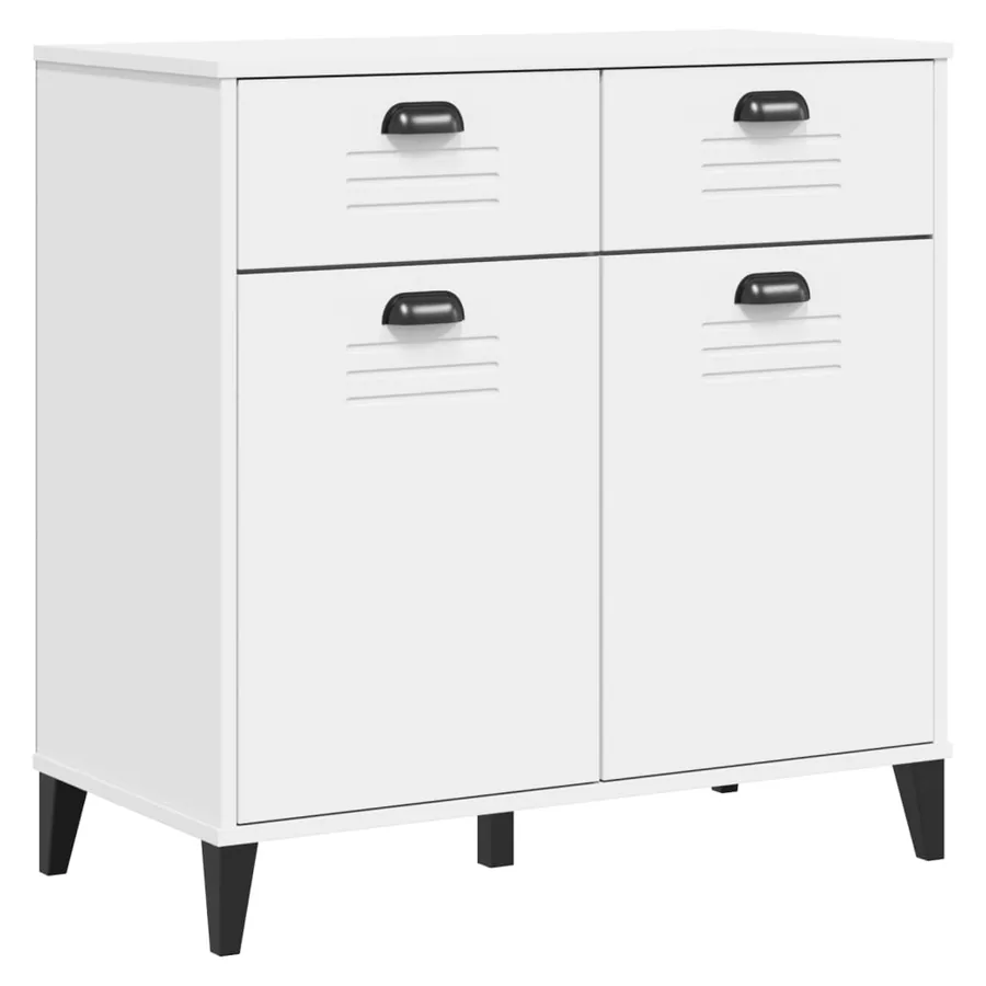 Buffet VIKEN blanc 80x40x190 cm bois massif de pin - 9