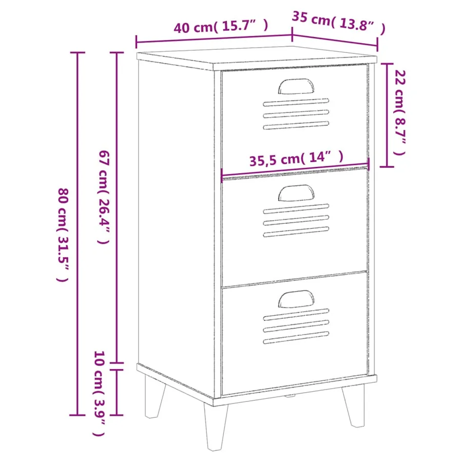 Table de chevet VIKEN blanc bois d'ingénierie - 10