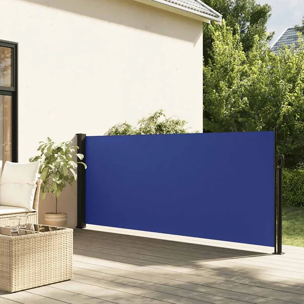 Auvent latéral rétractable bleu 120x600 cm