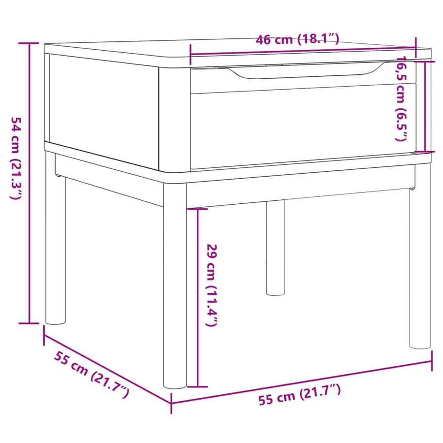 Table de chevet FLORO blanc 55x55x54 cm bois de pin massif - 10
