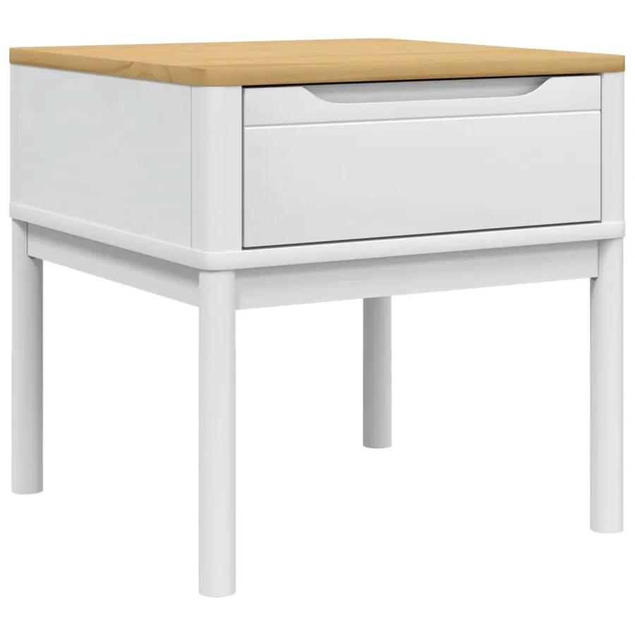 Table de chevet FLORO blanc 55x55x54 cm bois de pin massif - 2