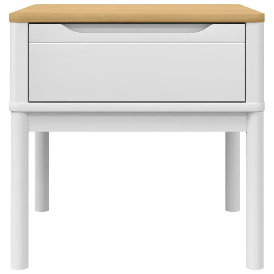 Table de chevet FLORO blanc 55x55x54 cm bois de pin massif - 5