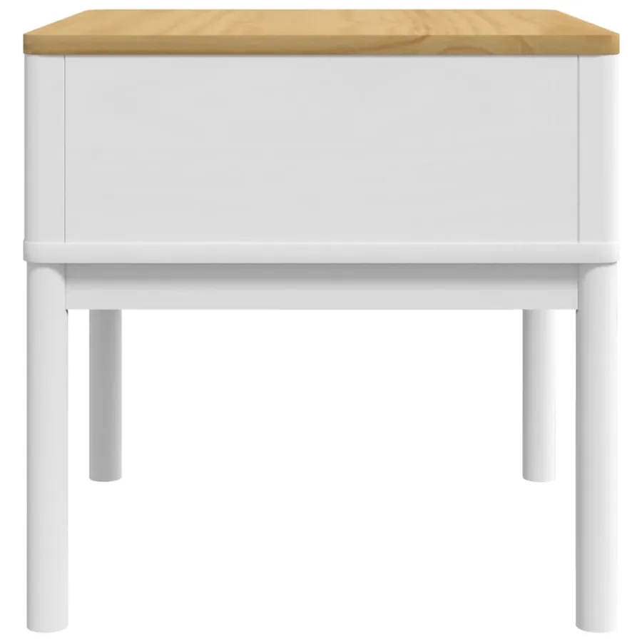 Table de chevet FLORO blanc 55x55x54 cm bois de pin massif - 6