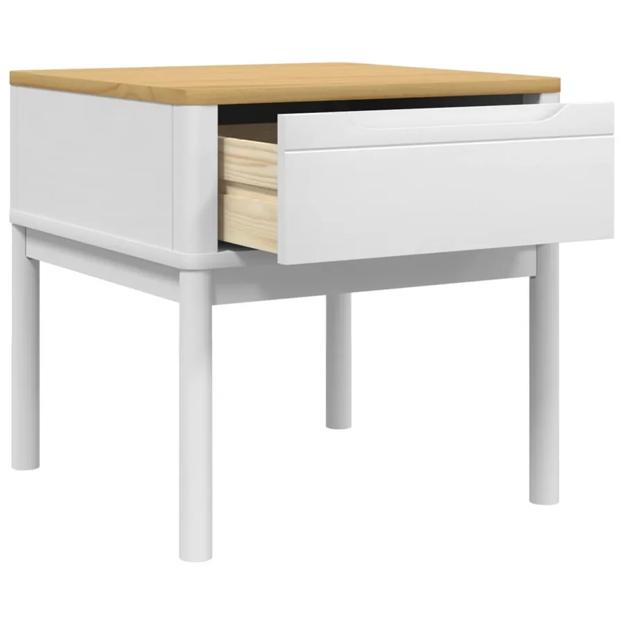 Table de chevet FLORO blanc 55x55x54 cm bois de pin massif - 8