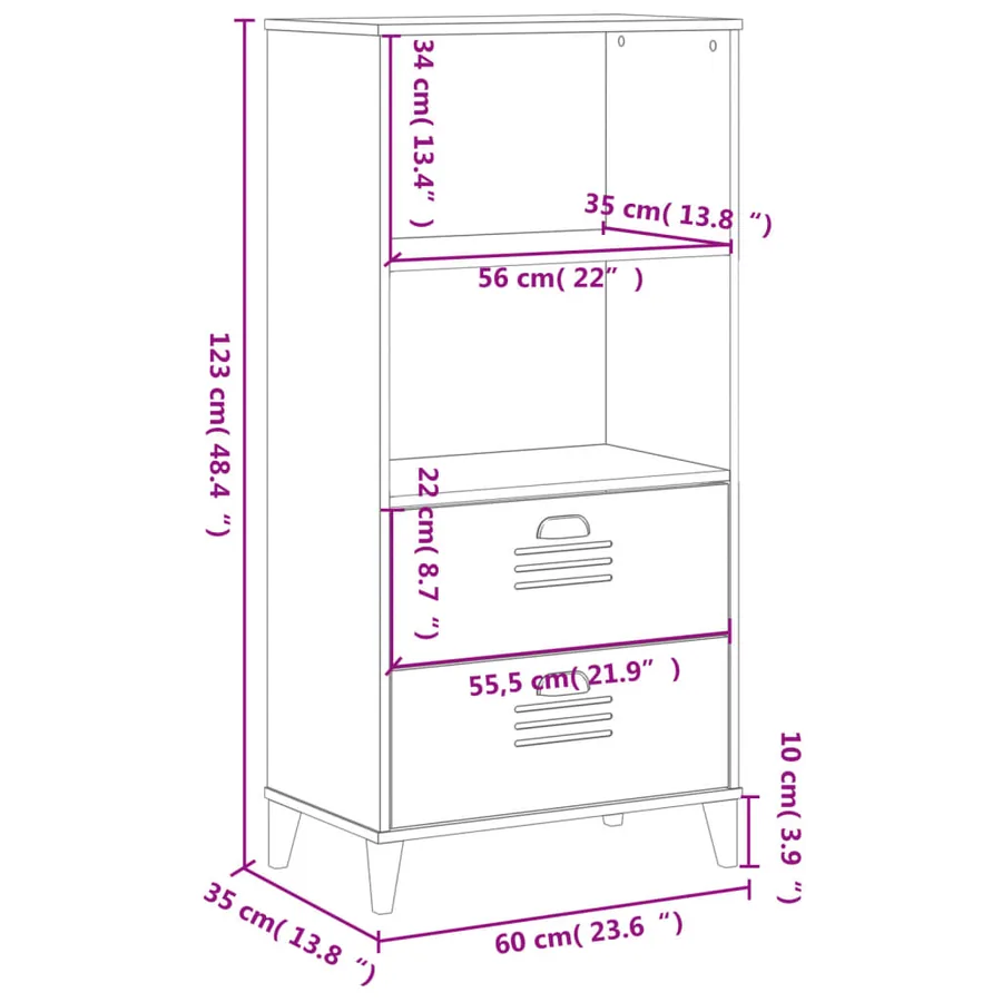 Bibliothèque VIKEN noir 60x35x123 cm bois d'ingénierie - 10