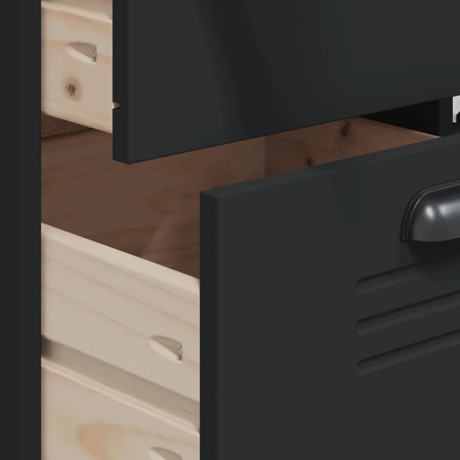 Buffet VIKEN noir 80x40x190 cm bois massif de pin - 10