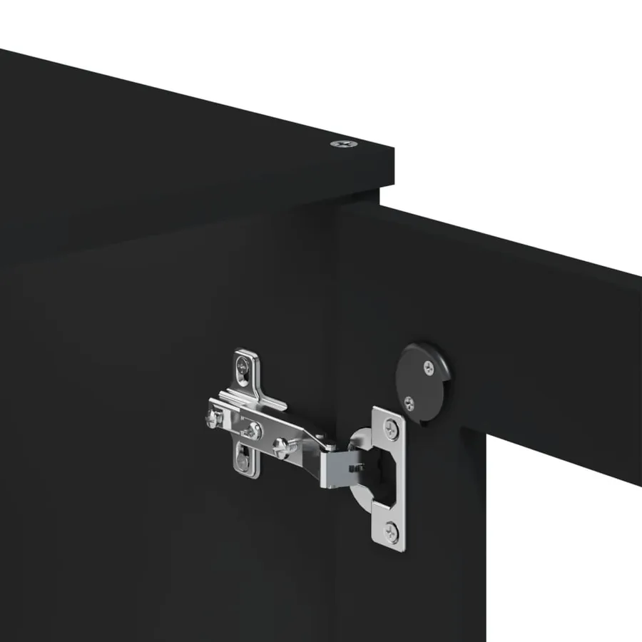 Buffet VIKEN noir 80x40x190 cm bois massif de pin - 11