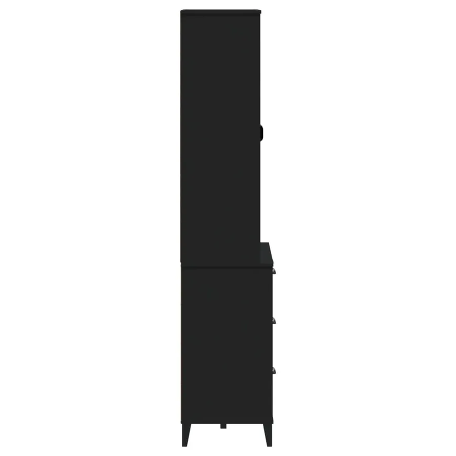 Buffet VIKEN noir 80x40x190 cm bois massif de pin - 6