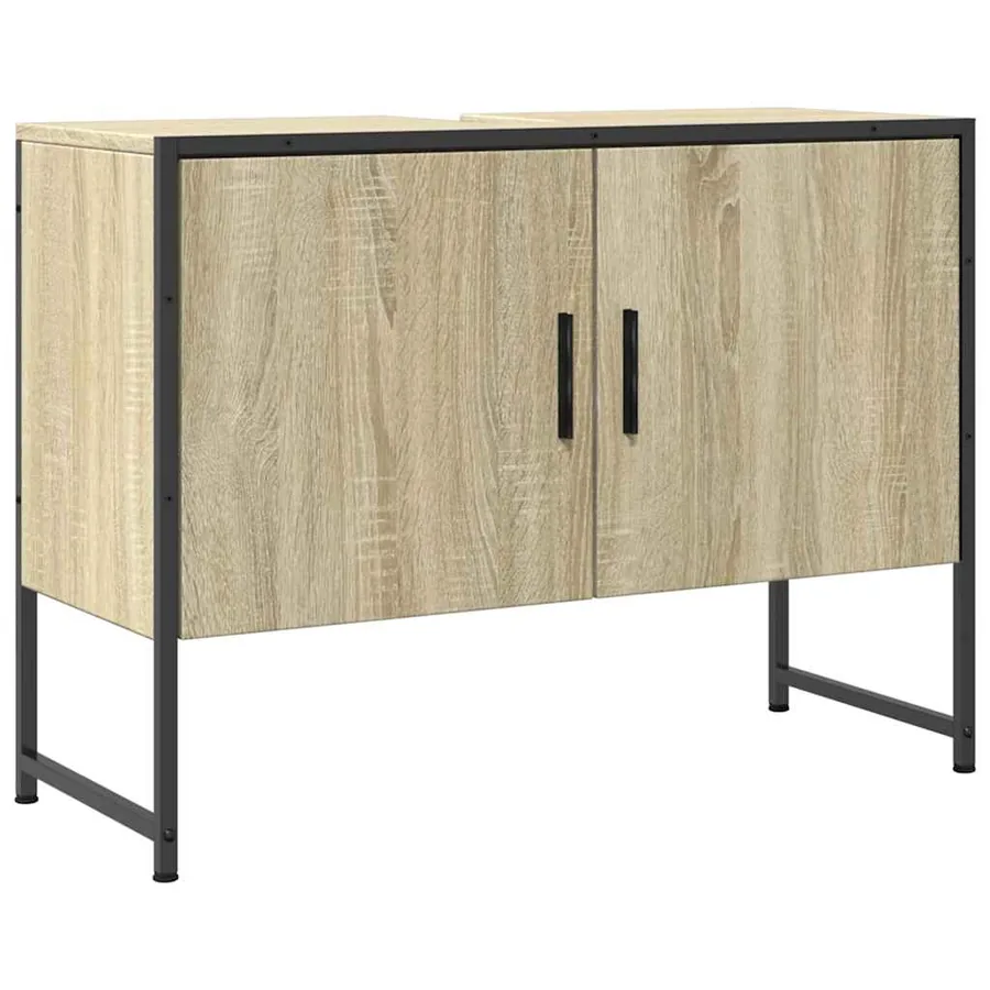 Armoire lavabo de salle de bain chêne sonoma bois d'ingénierie - 2