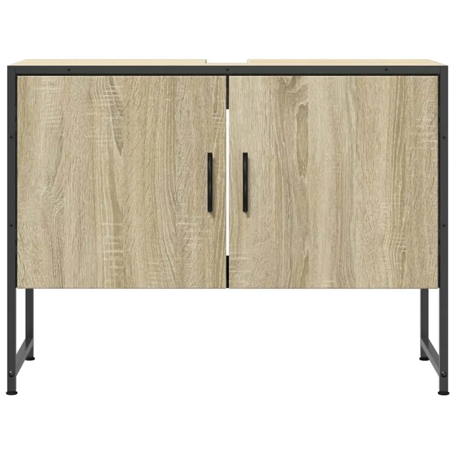 Armoire lavabo de salle de bain chêne sonoma bois d'ingénierie - 4