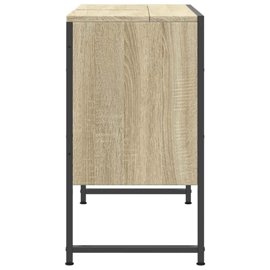 Armoire lavabo de salle de bain chêne sonoma bois d'ingénierie - 7