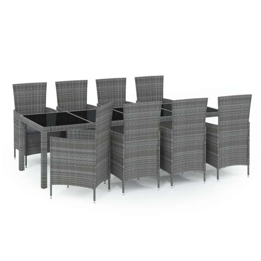 Ensemble à manger d'extérieur 9pcs coussins Résine tressée Gris - 2