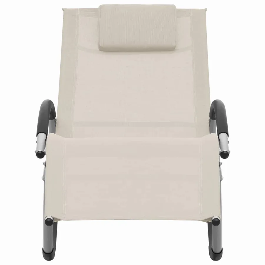 Chaise longue avec oreiller textilène noir - 10