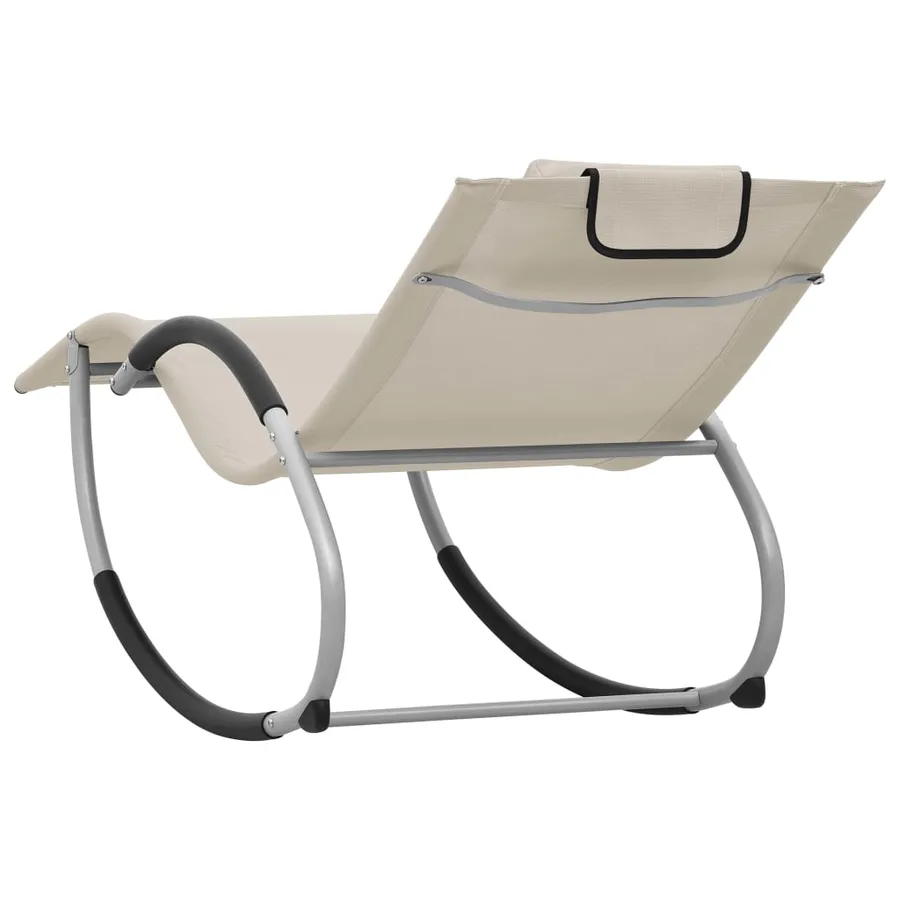 Chaise longue avec oreiller textilène noir - 12