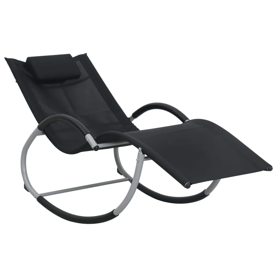 Chaise longue avec oreiller textilène noir - 15