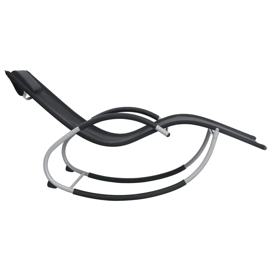 Chaise longue avec oreiller textilène noir - 17
