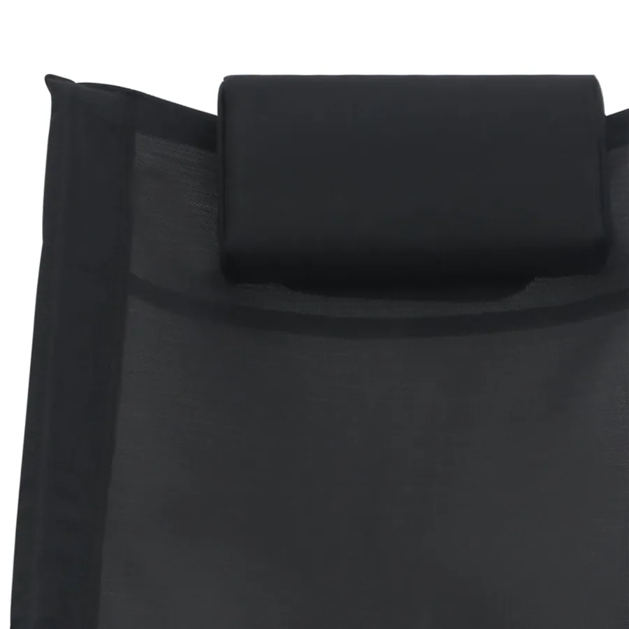 Chaise longue avec oreiller textilène noir - 18
