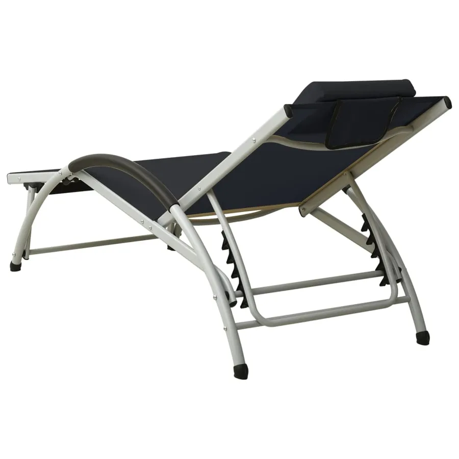 Chaise longue avec oreiller textilène noir - 4