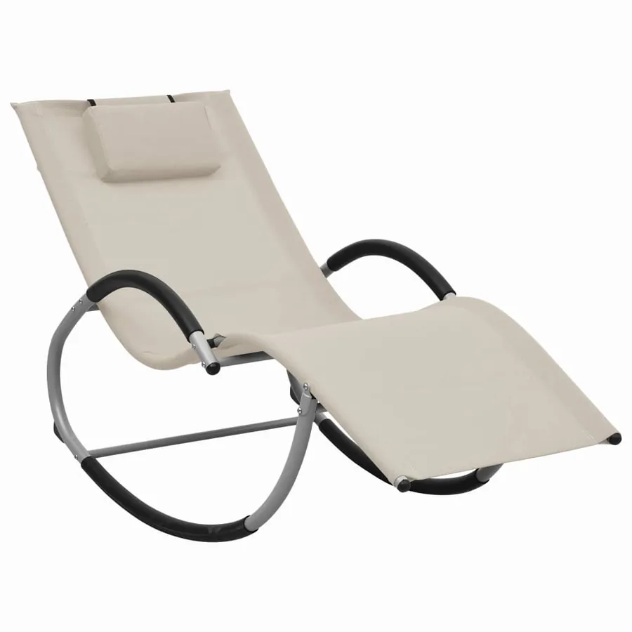 Chaise longue avec oreiller textilène noir - 9