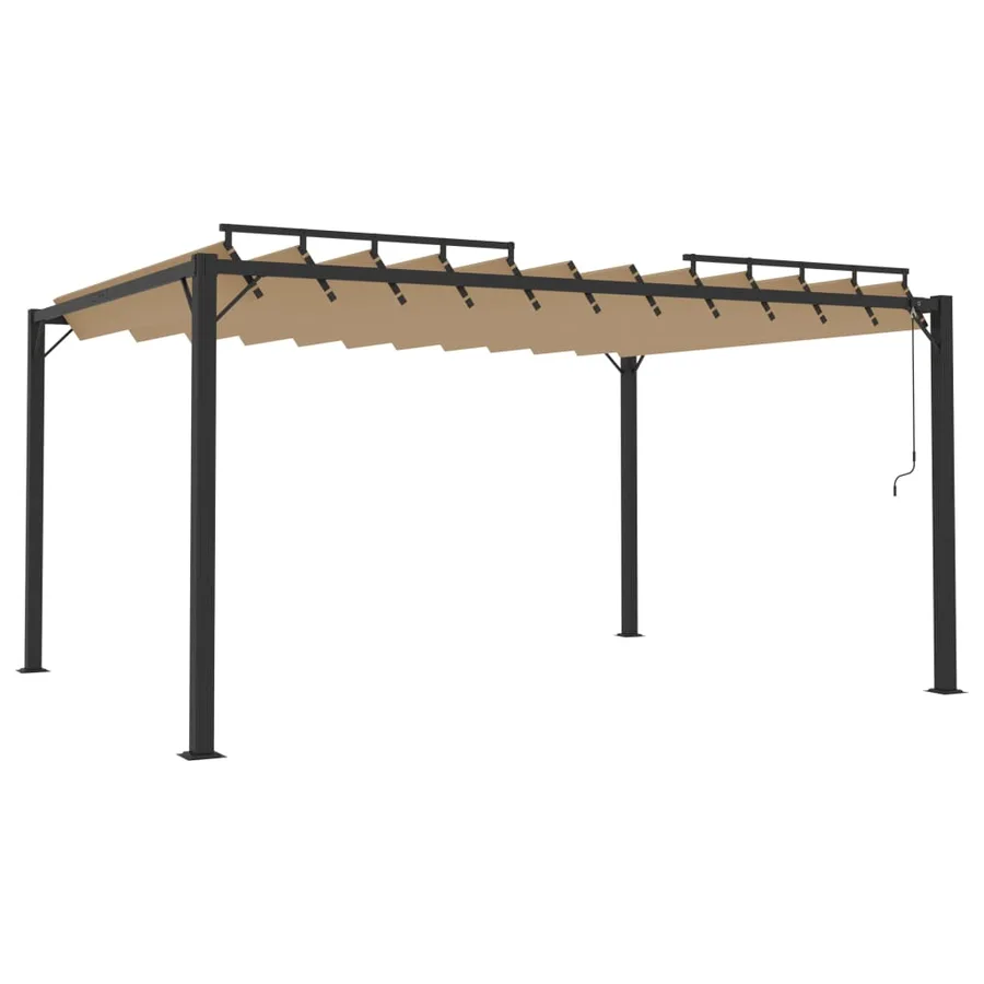 Tonnelle avec toit à persienne 3x4 m Taupe Tissu et aluminium - 2