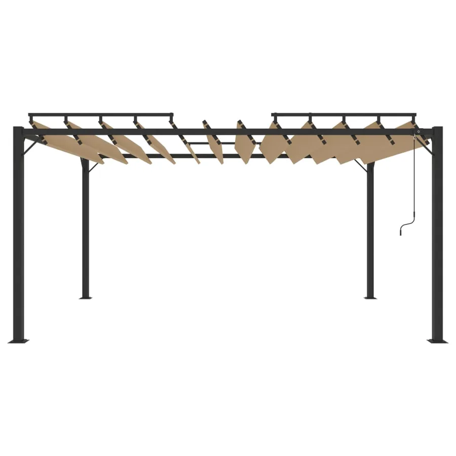 Tonnelle avec toit à persienne 3x4 m Taupe Tissu et aluminium - 3