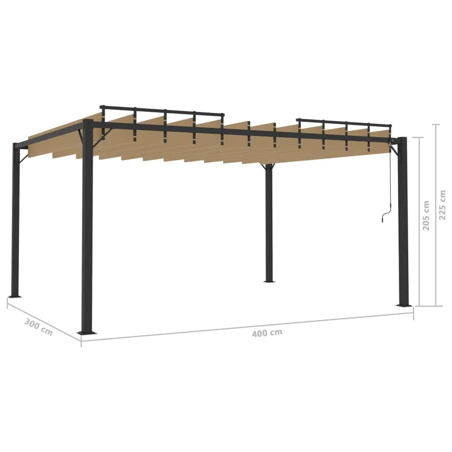 Tonnelle avec toit à persienne 3x4 m Taupe Tissu et aluminium - 8
