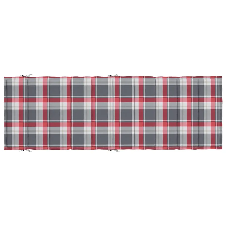 Coussin de chaise longue à carreaux rouge 186x58x4 cm - 5
