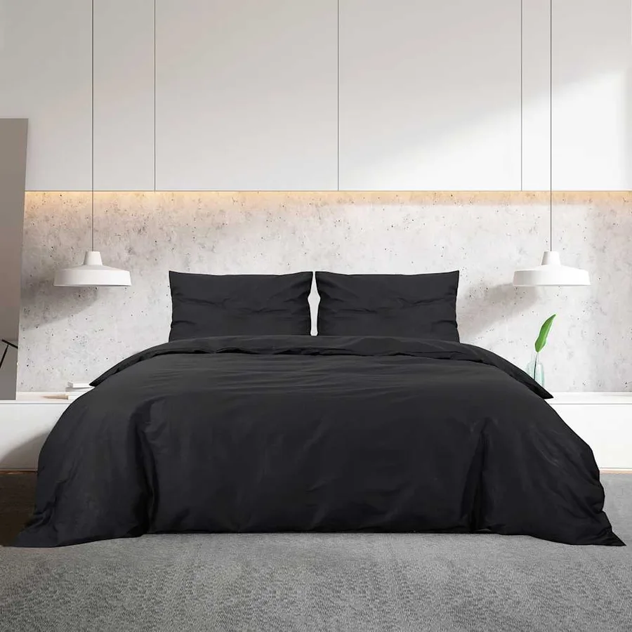 Ensemble de housse de couette Noir 140x200 cm Microfibre légère - 3