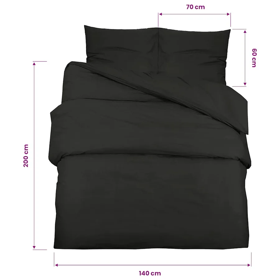 Ensemble de housse de couette Noir 140x200 cm Microfibre légère - 9
