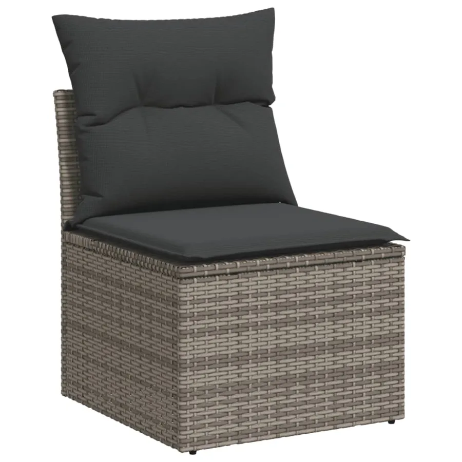 Salon de jardin avec coussins 7 pcs gris résine tressée - 4