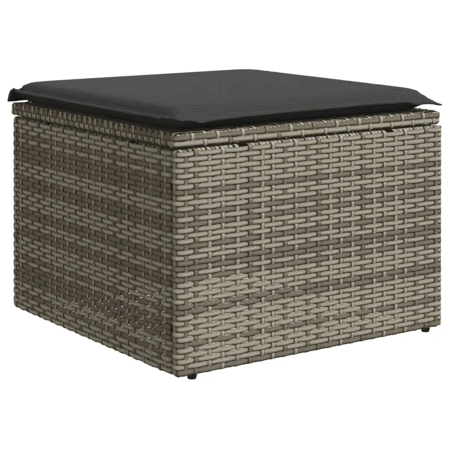 Salon de jardin avec coussins 7 pcs gris résine tressée - 6