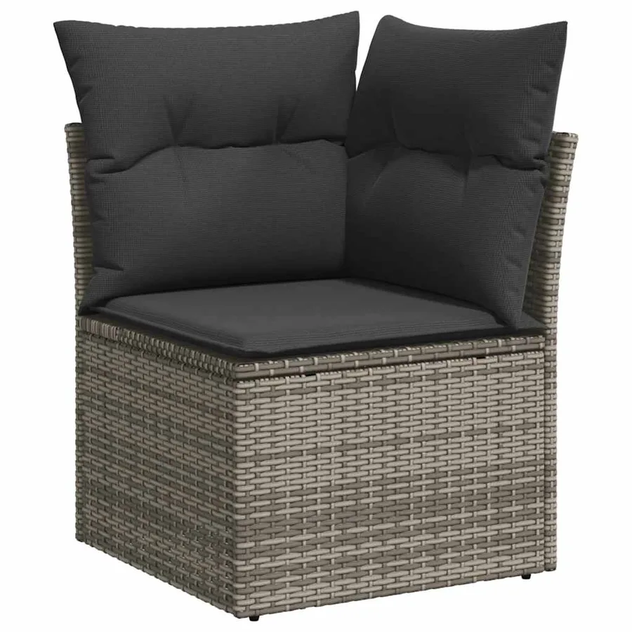 Salon de jardin avec coussins 7 pcs gris résine tressée - 7