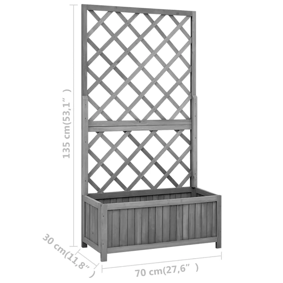 Jardinière à treillis jardin Noir 70x30x135 cm Bois de sapin - 7