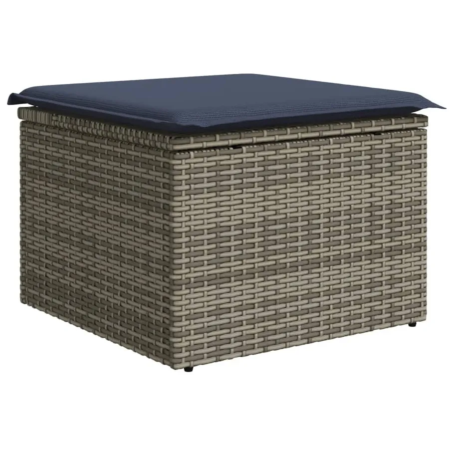 Salon de jardin 11 pcs avec coussins gris résine tressée - 6