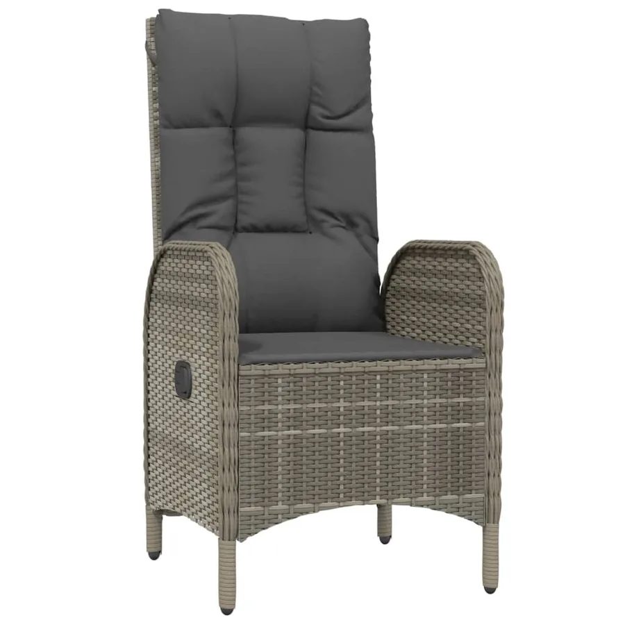 Ensemble à manger jardin et coussins 7 pcs gris rotin - 5