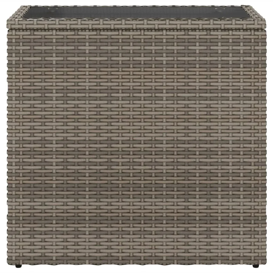 Table d'appoint de jardin avec dessus en verre gris rotin - 5
