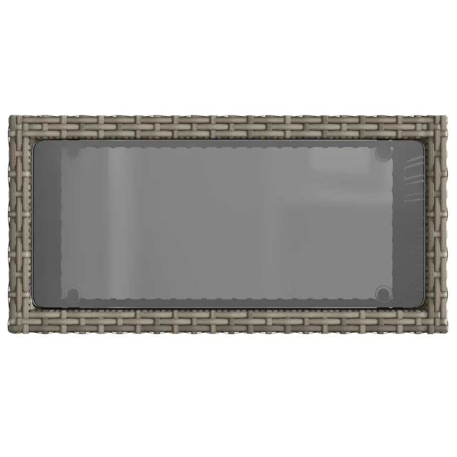 Table d'appoint de jardin avec dessus en verre gris rotin - 8