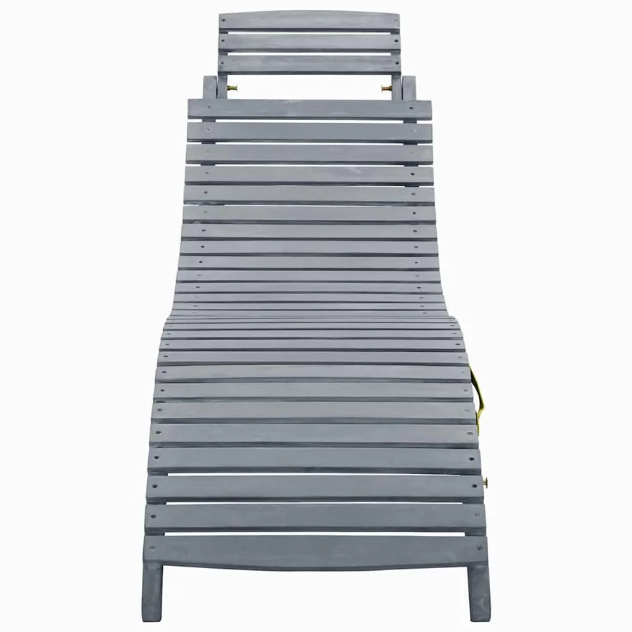 Chaise longue avec coussin Gris Bois d'acacia solide - 3