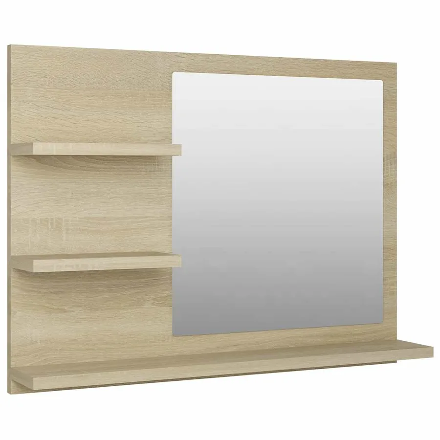 Miroir de salle de bain chêne sonoma bois d’ingénierie - 2