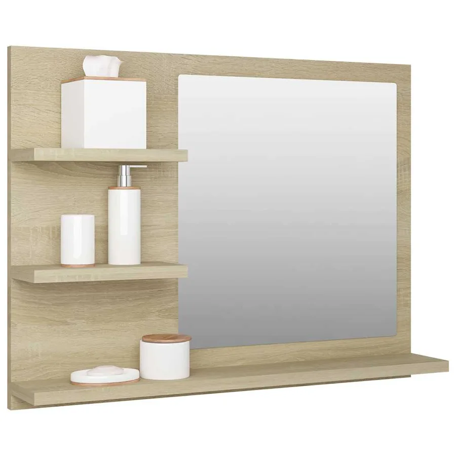 Miroir de salle de bain chêne sonoma bois d’ingénierie - 3