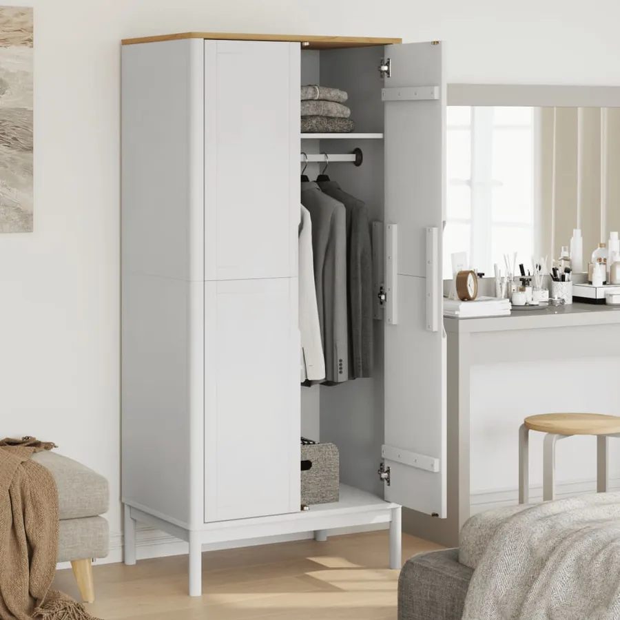 Garde-robe FLORO blanc 77x53x171 cm bois massif de pin - 3