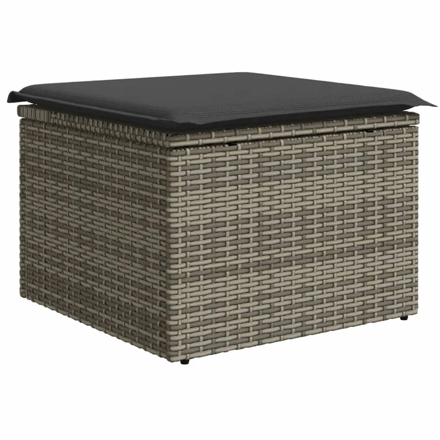 Salon de jardin 6 pcs avec coussins gris résine tressée - 9