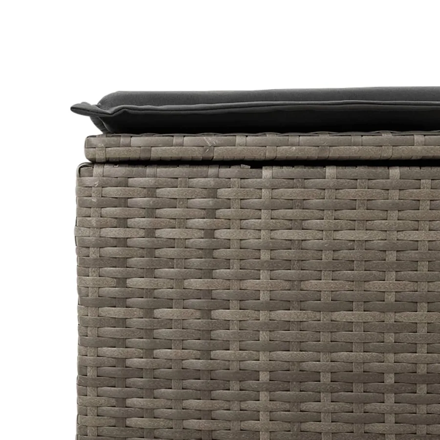 Tabouret de jardin avec coussin gris 55x55x37 cm résine tressée - 8